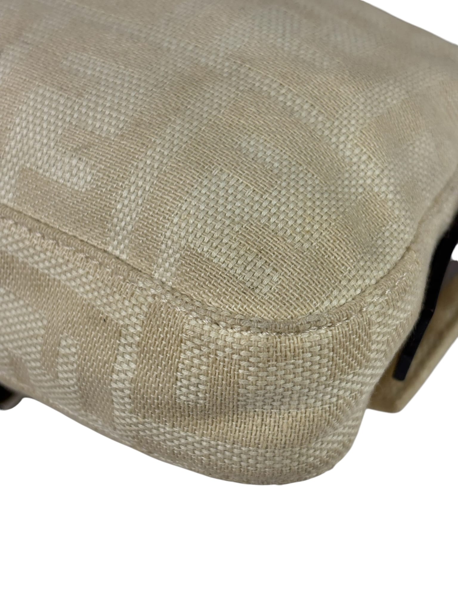 Fendi Vintage FF Ivory Canvas Baguette Shoulder Bag