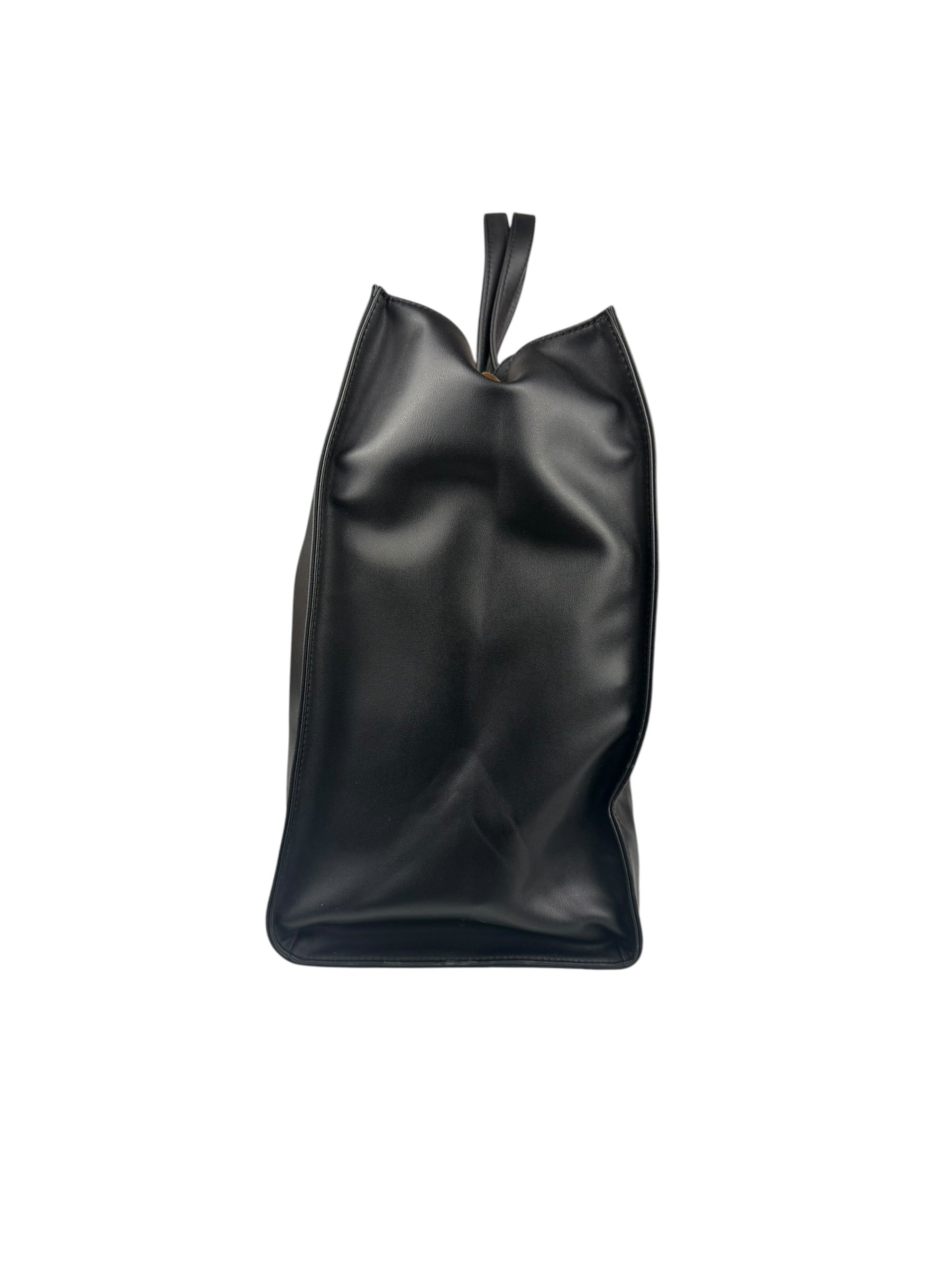 Telfar Black Leather Unisex Shopping Bag