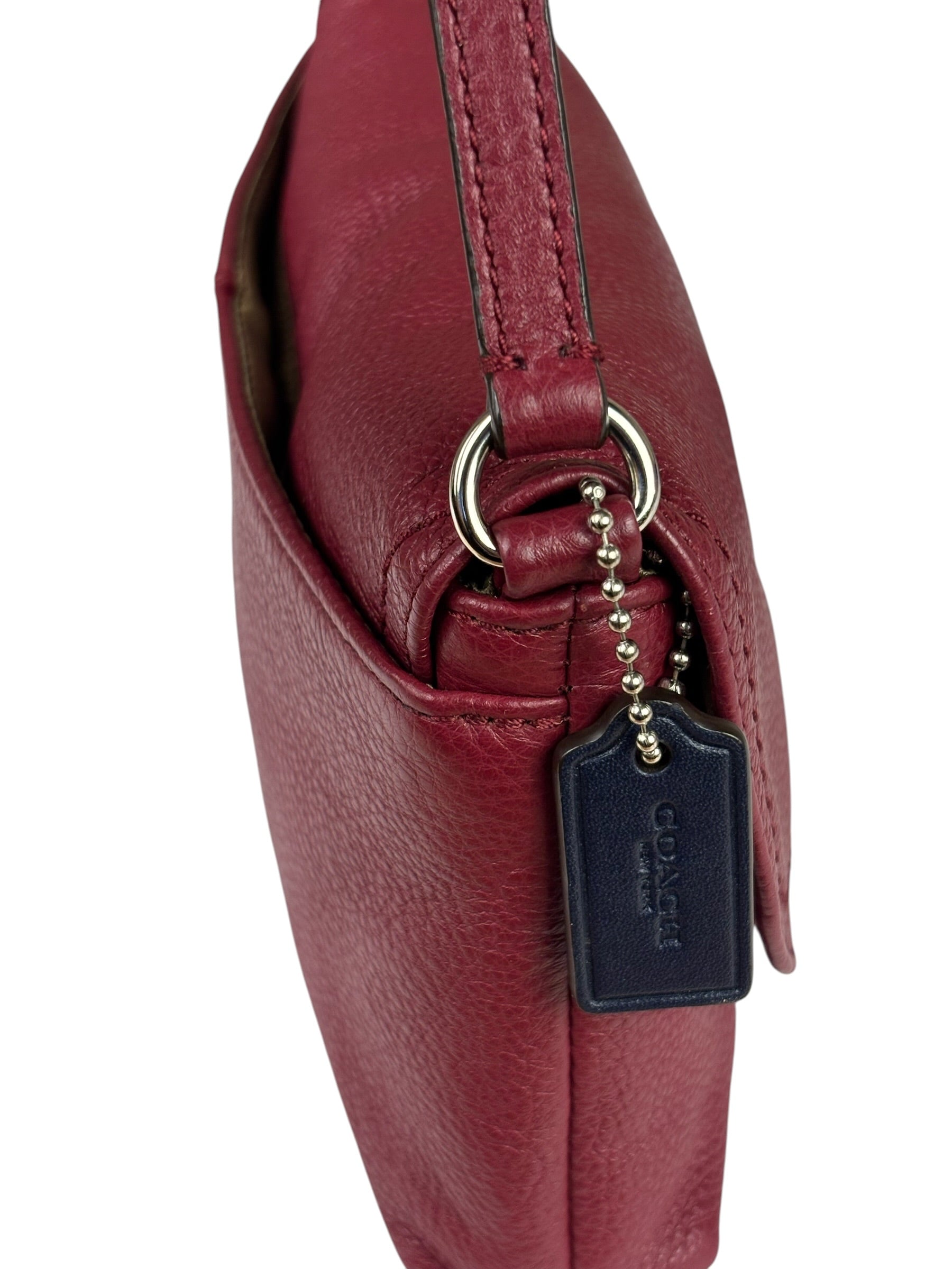 Coach Burgundy Pebbled Leather Flap Pochette