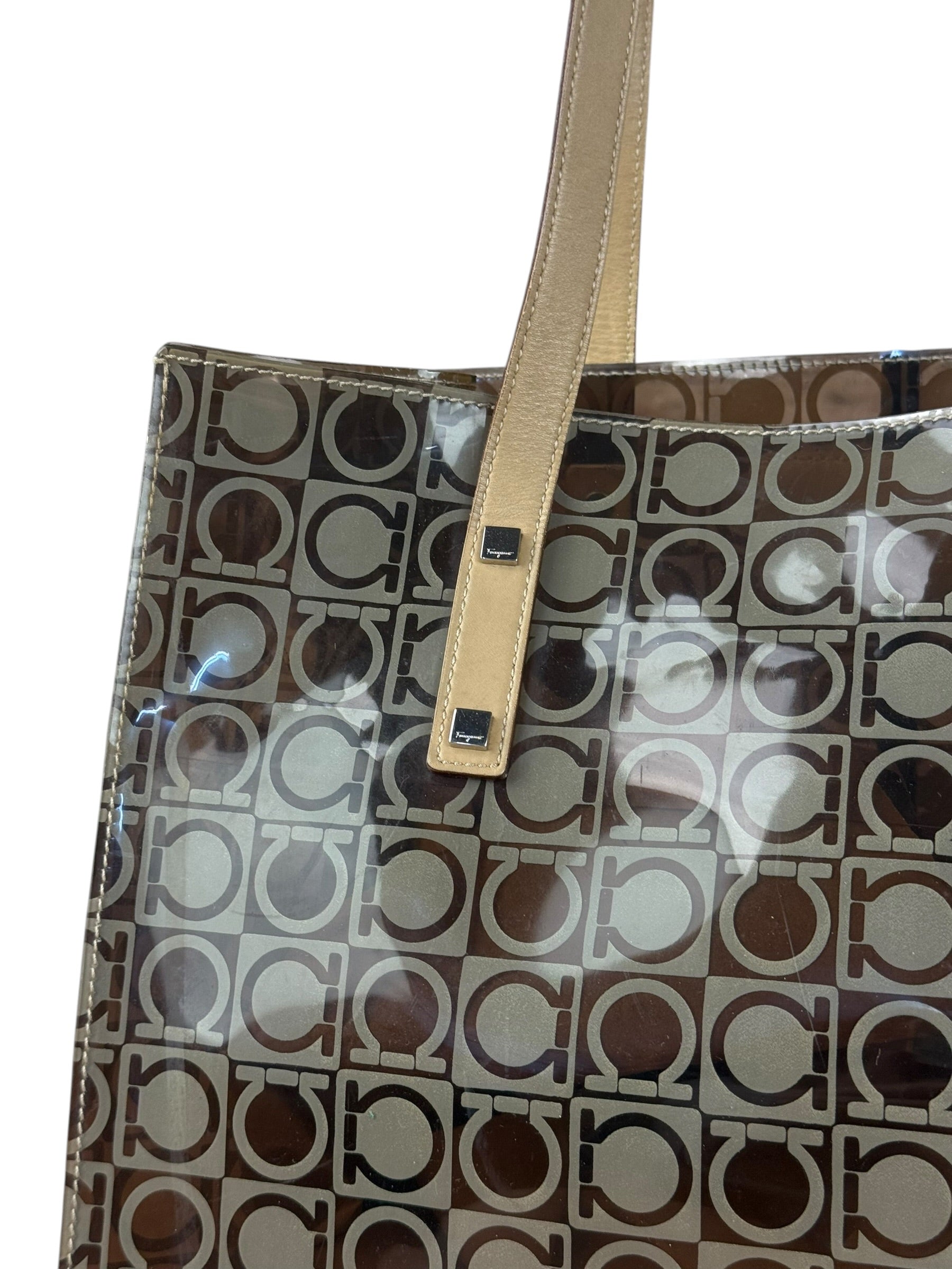 Salvatore Ferragamo Gancini Vinyl Tote/Hand Bag