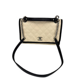 Chanel White Caviar Quilted Top Handle Flap Bag 2018