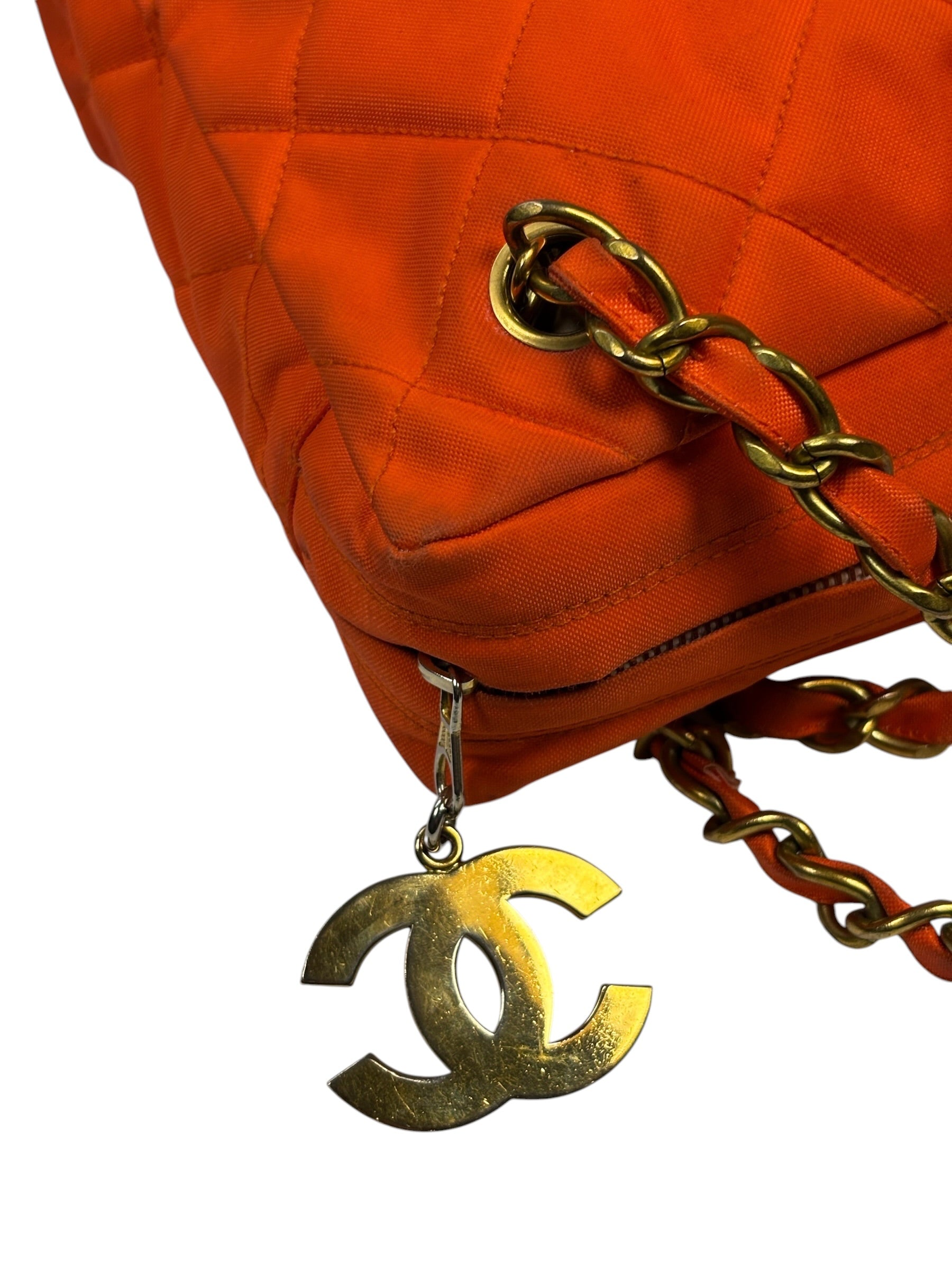 Chanel Orange Quilted Nylon Classic Jersey Camera Bag 2012