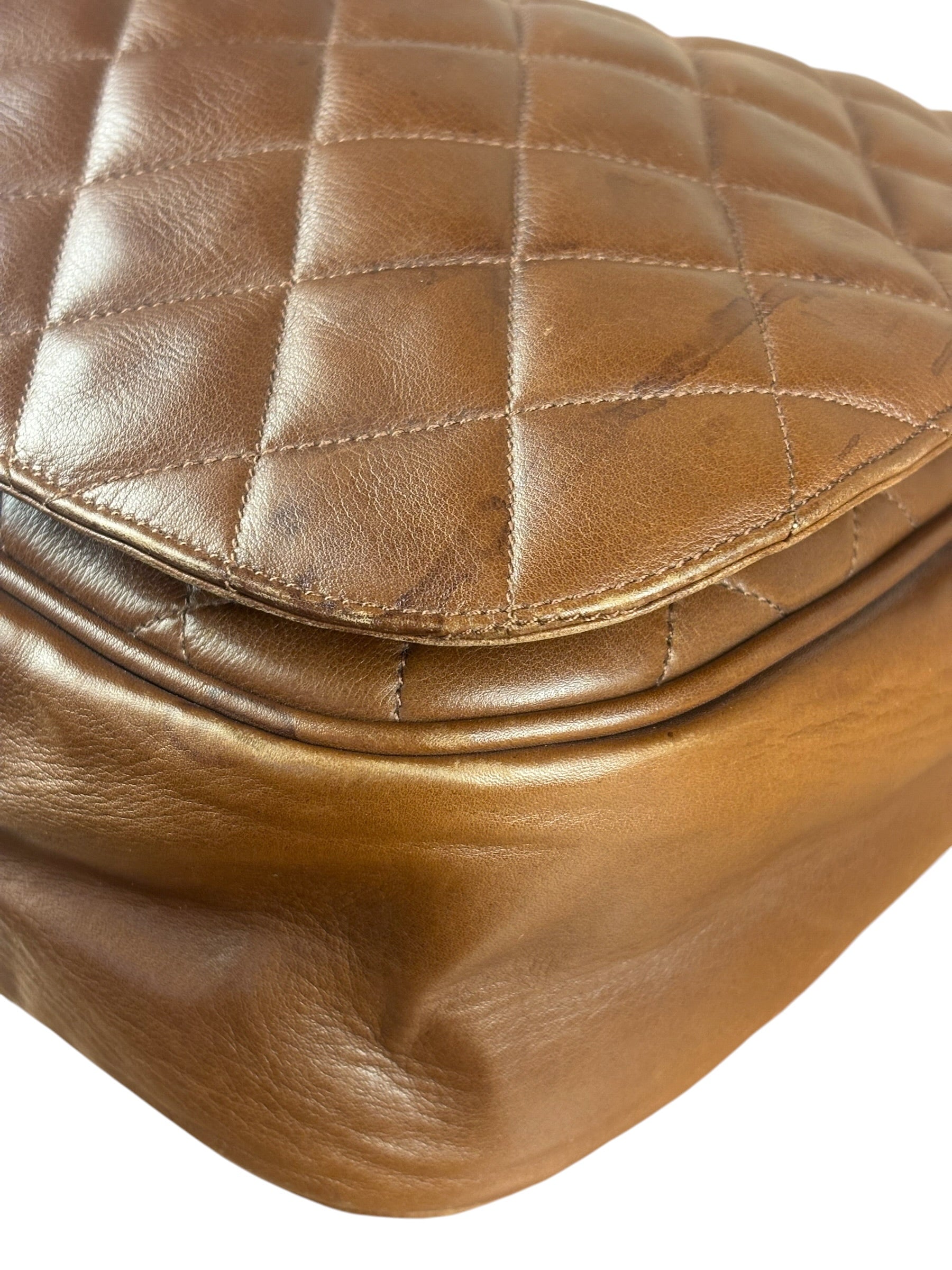 Chanel Brown Quilted Leather Flap Chain Messenger Bag