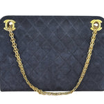 Chanel Vintage Navy Blue Matelasse Quilted Suede Chain Shoulder Bag