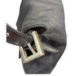 Fendi Black Leather Trim Baguette
