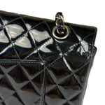 Chanel Black Patent Quilted Leather Double Flap Bag