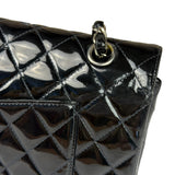 Chanel Black Patent Quilted Leather Double Flap Bag