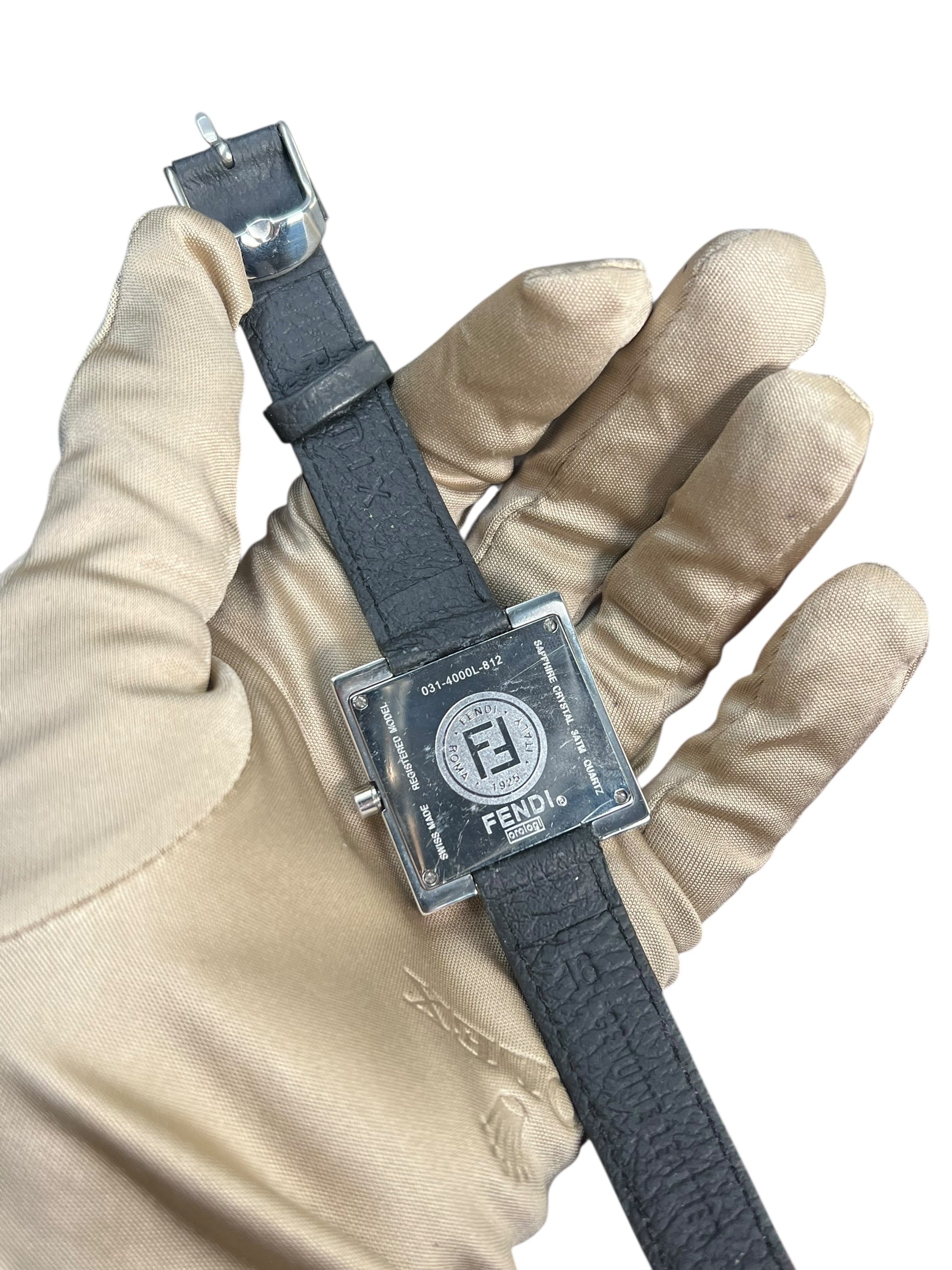 Fendi FF Black Dial Black Leather Strap