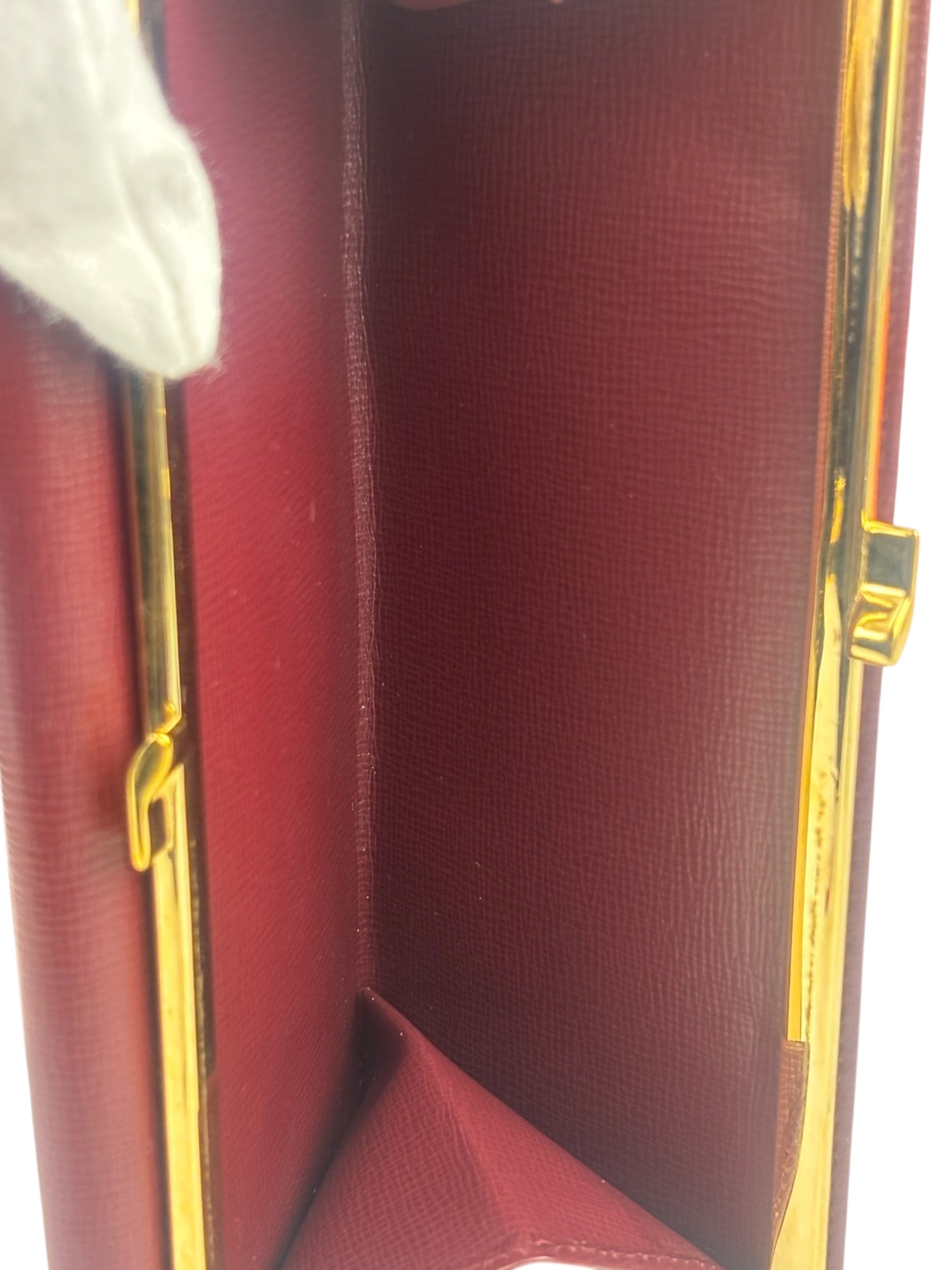 Cartier Burgundy Leather Trifold Long Wallet
