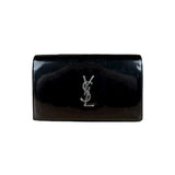 Saint Laurent Cassandre Leather Wallet on Chain Bag Black