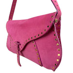 Celine Vintage Pink Suede Poulbot Shoulder Bag