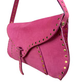 Celine Vintage Pink Suede Poulbot Shoulder Bag