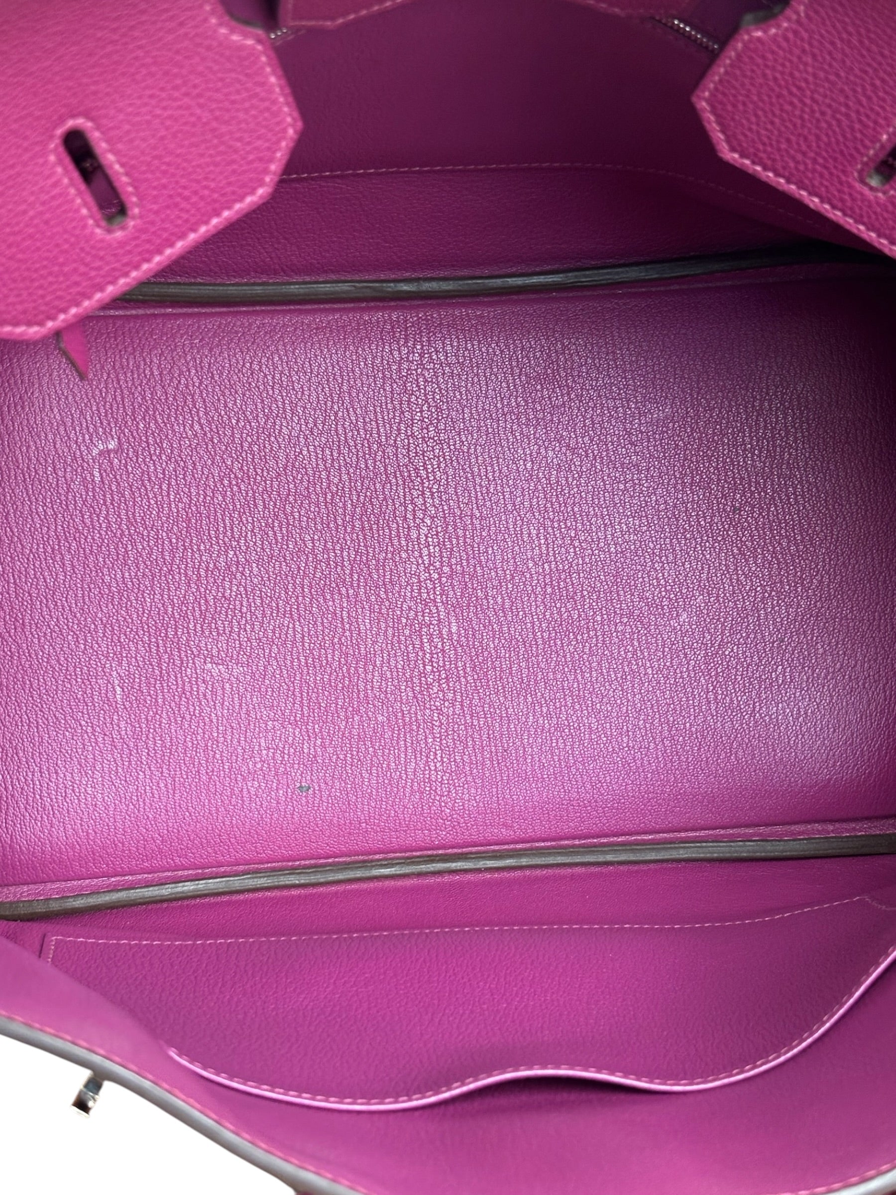 Hermes 2013 Plum Clemence Leather Palladium Birkin 35