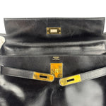 Hermes Black Box Leather Kelly 32 Handbag 1979