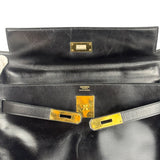 Hermes Black Box Leather Kelly 32 Handbag 1979