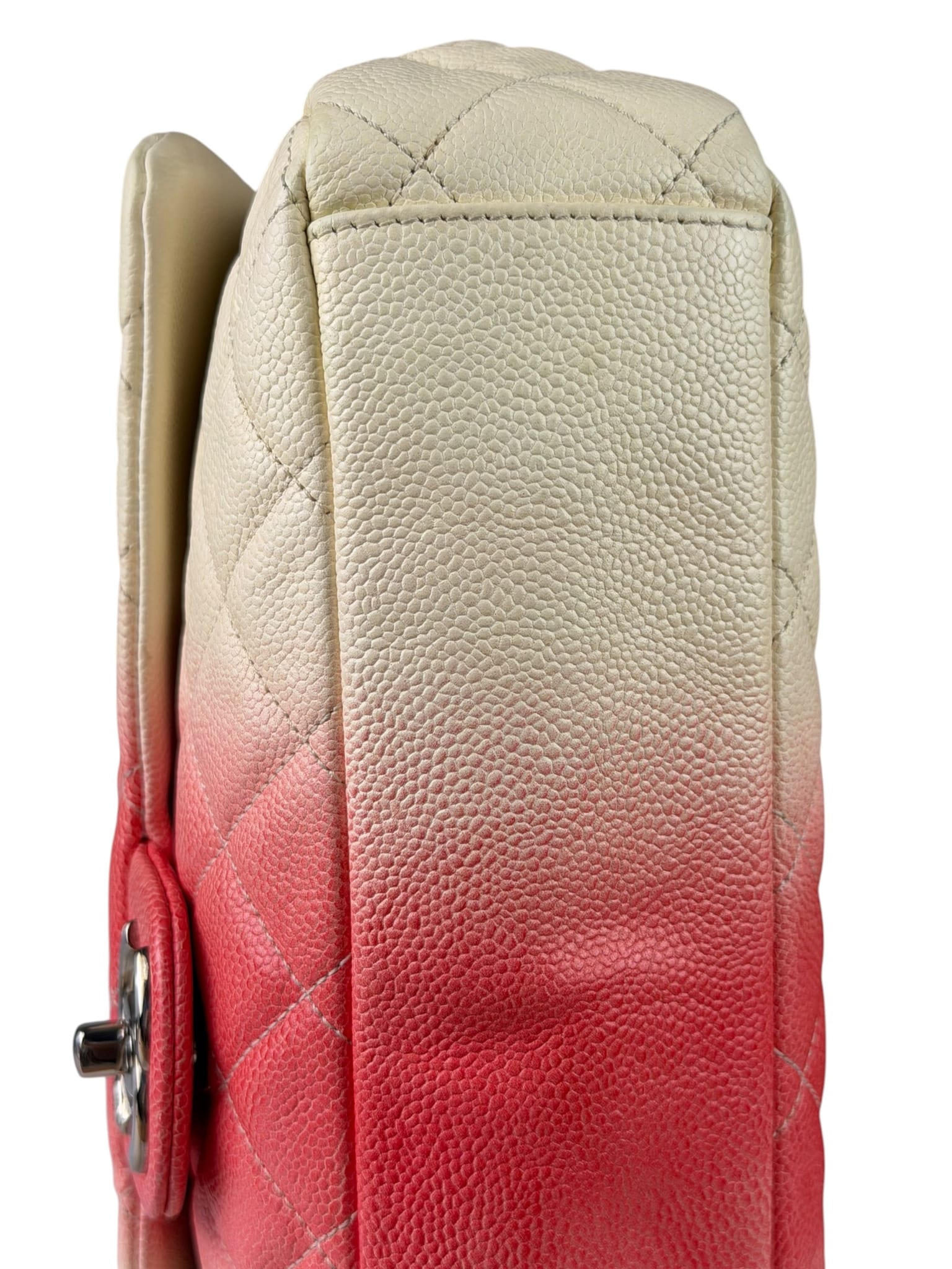 Chanel Quilted Caviar Ivory/Pink Ombre Jumbo Flap 2013