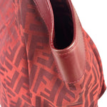 Fendi Red Leather Trim Zucca Chef Tote