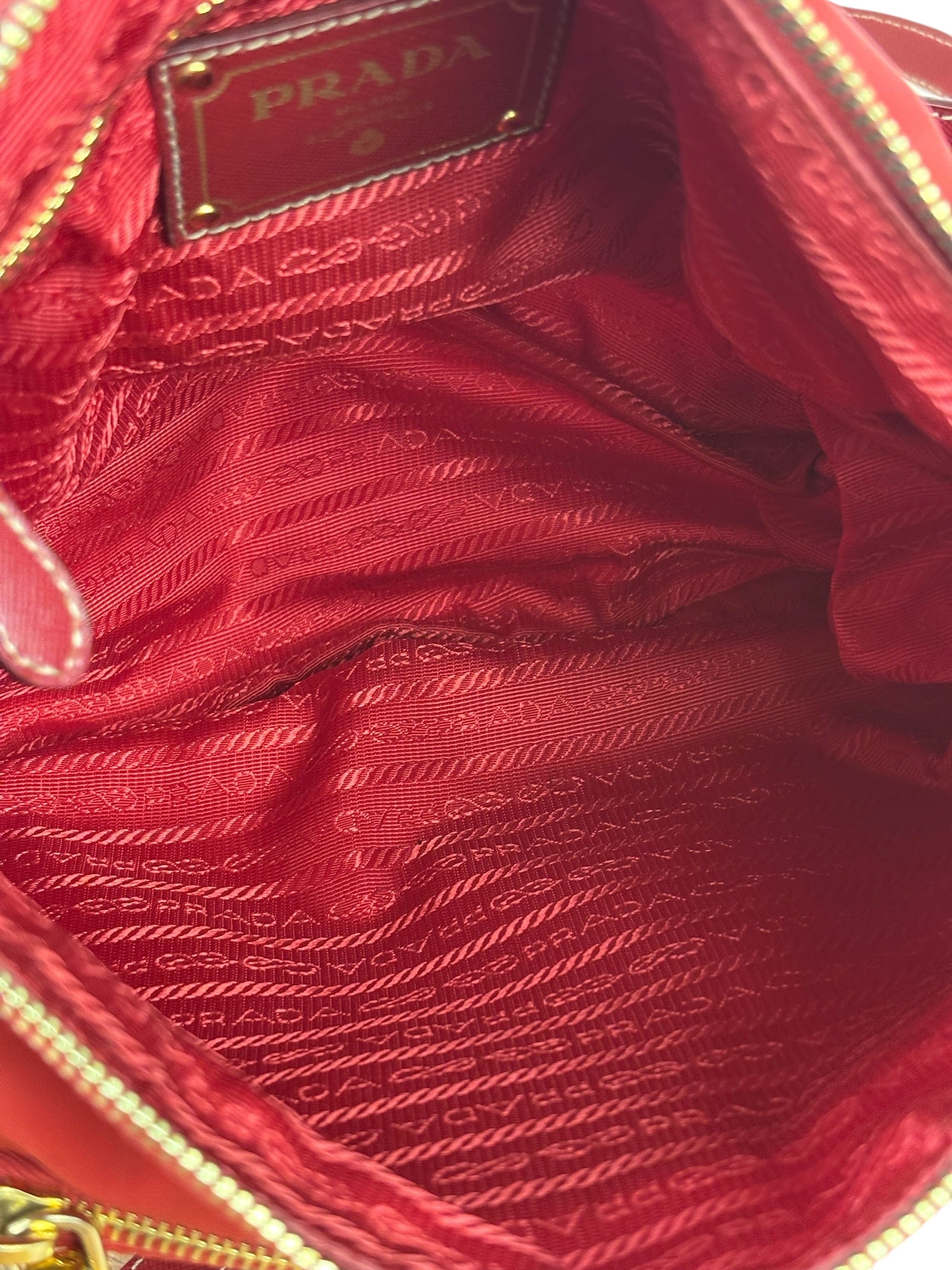 Prada Rosso Red Tessuto Nylon/Saffiano Leather Trim Shoulder Bag