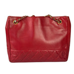 Chanel Red Quilted Lambskin Chain Tote Bag 1990