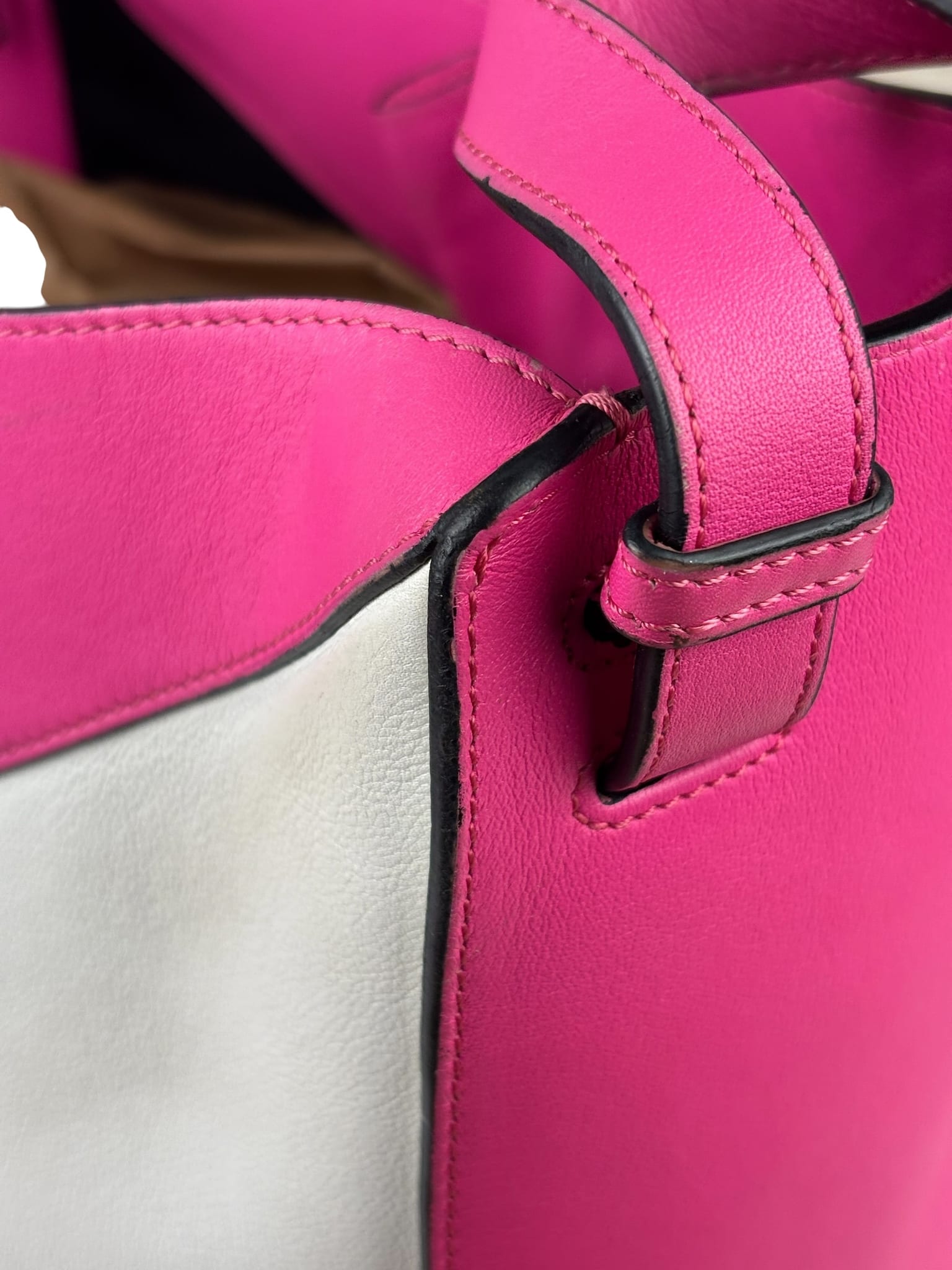 Loewe Pink/White Leather M Hammock Bag