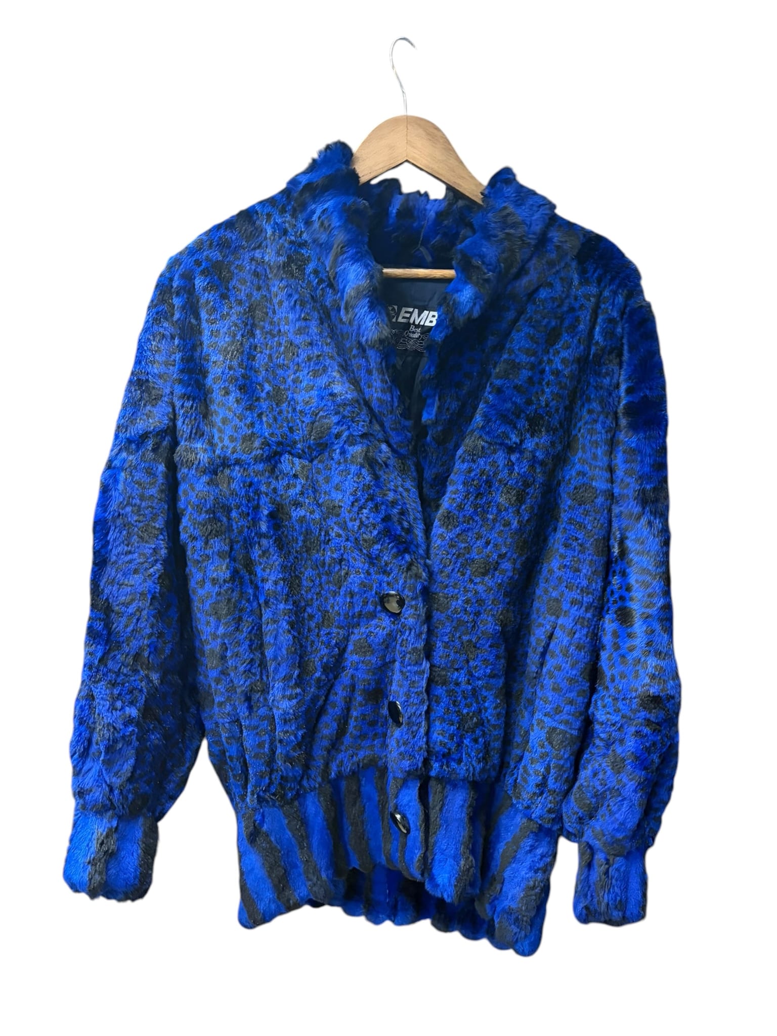 Vintage Blue/Black Dyed Spotted Fox Fur Coat