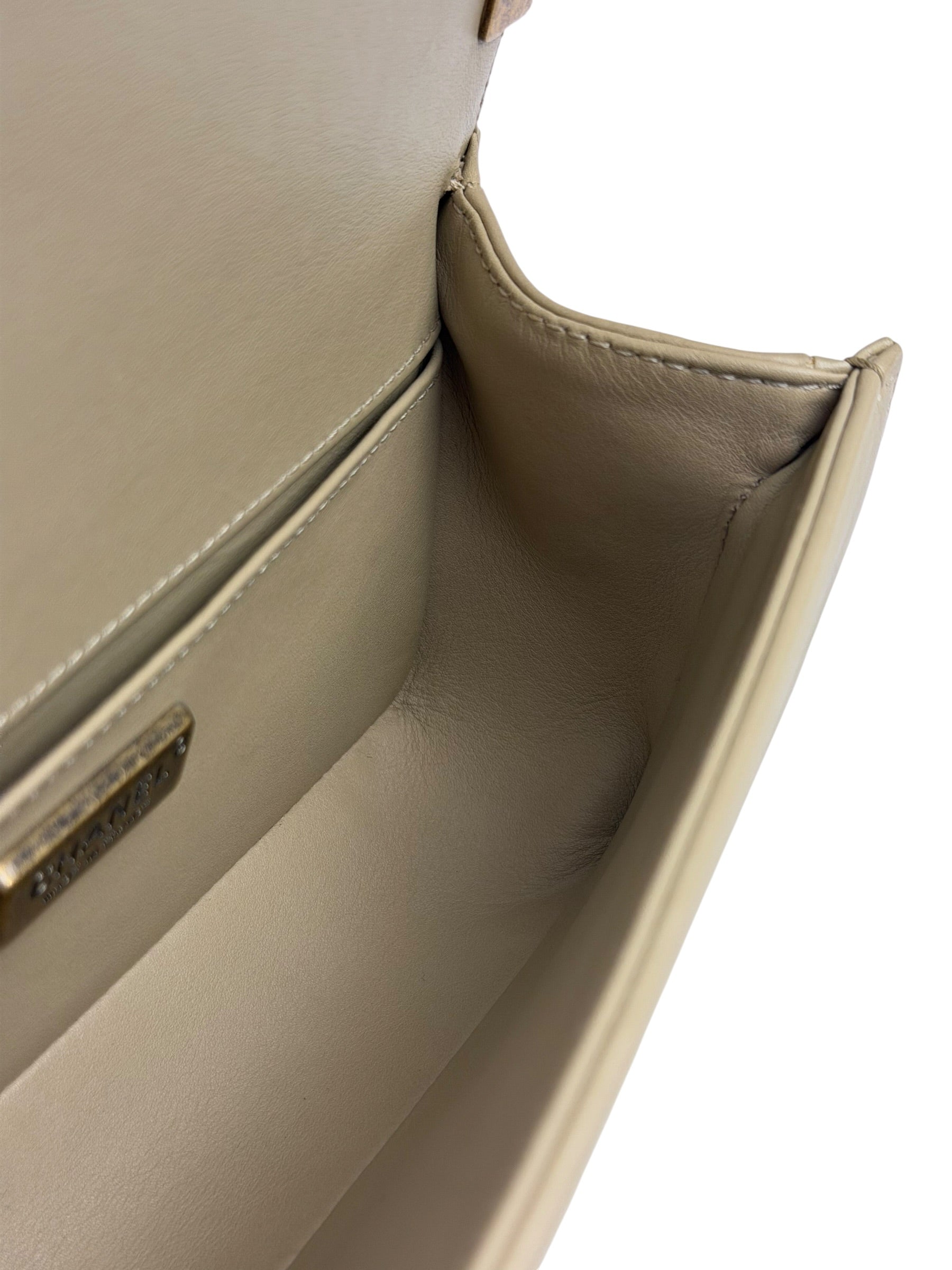 Chanel Beige Leather Boy Stingray Flap Bag 2013