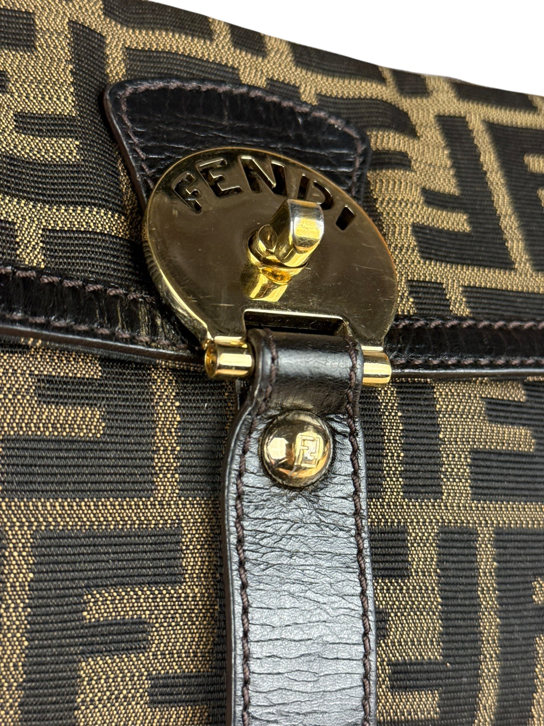 Fendi Vintage Zucca Pattern Canvas Shoulder Bag