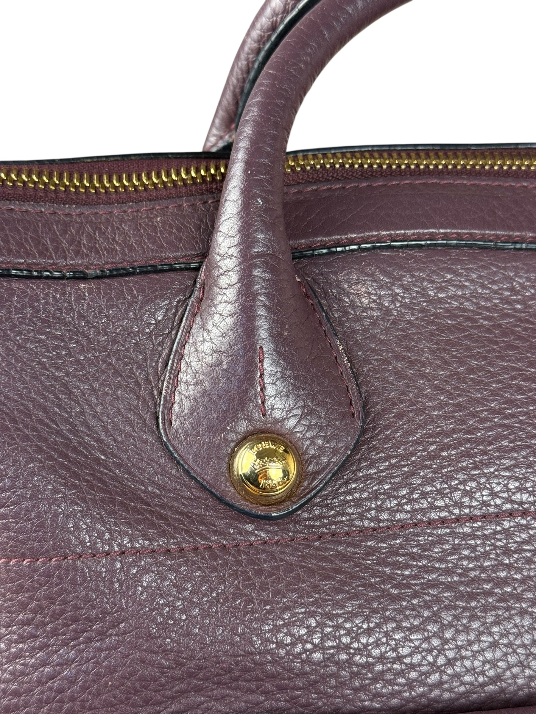 Loewe Purple Leather Ostrich Front 2Way Handbag