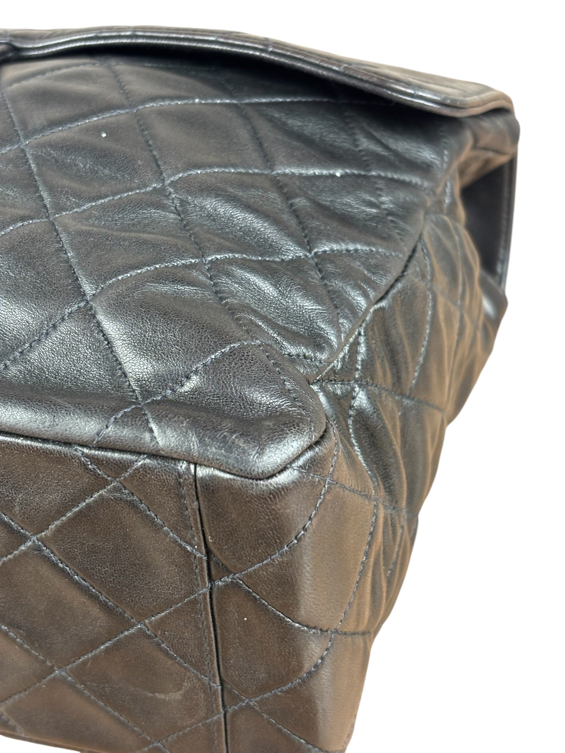 Chanel Vintage Brown Leather Jumbo Flap Bag