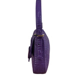Fendi Purple Nappa Leather Medium Logo Embossed Baguette