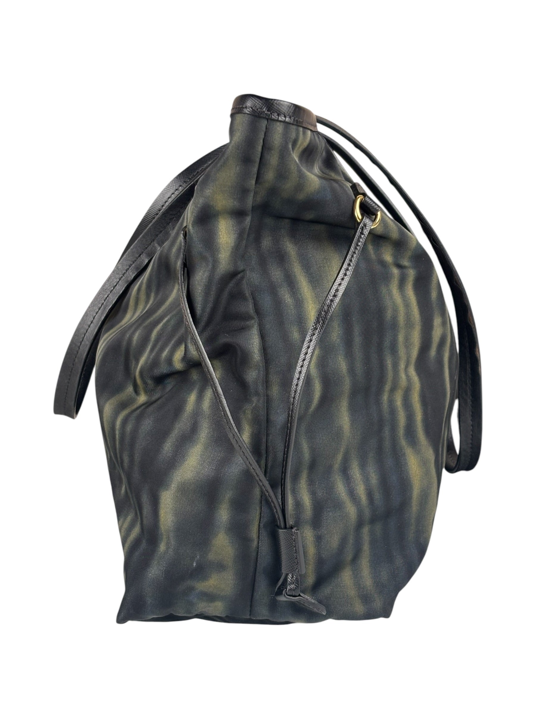 Prada Green/Black Nylon Tessuto Stampato Shoulder Bag