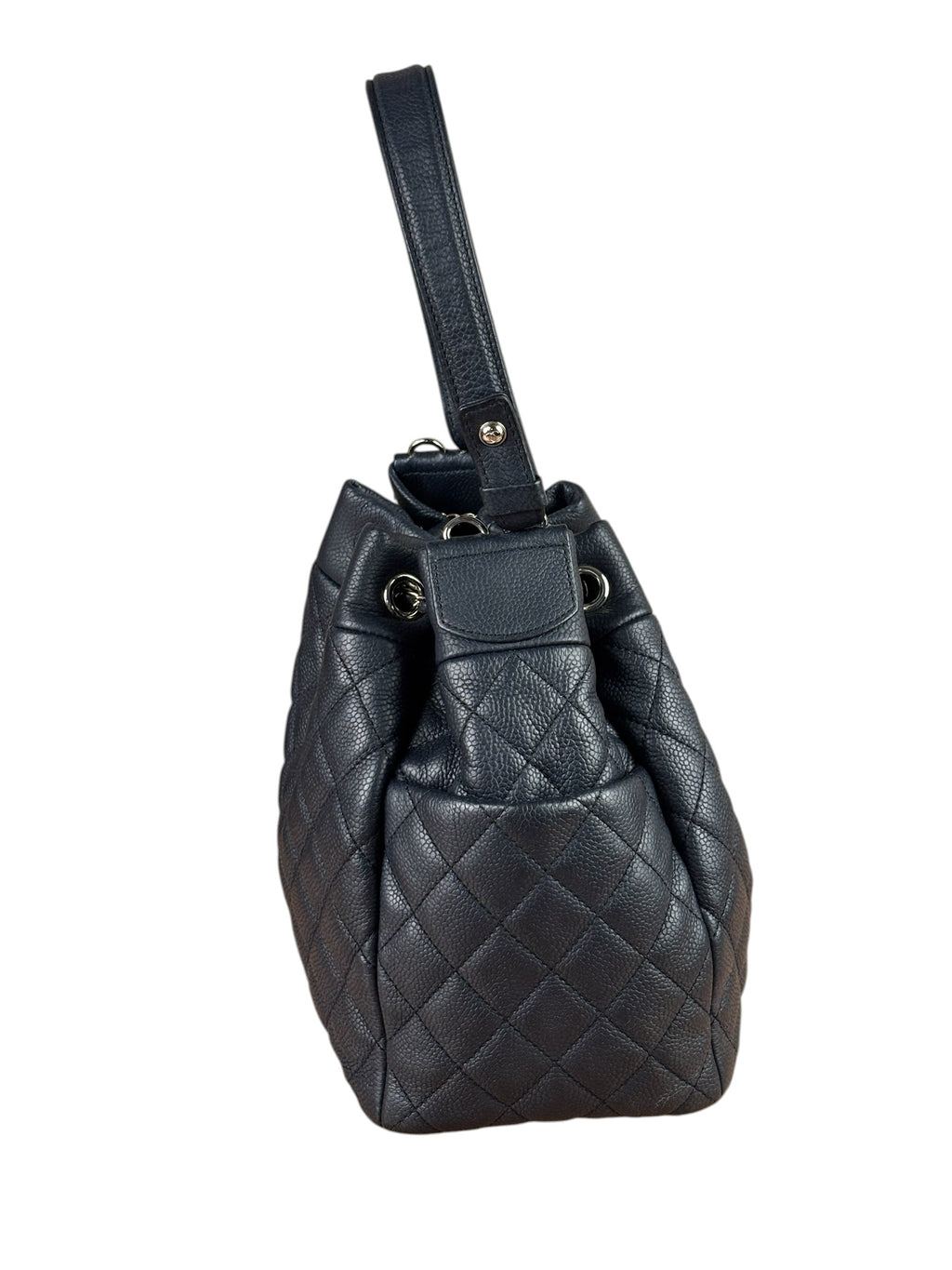 Chanel Navy Quilted Caviar Bucket Bag 2018