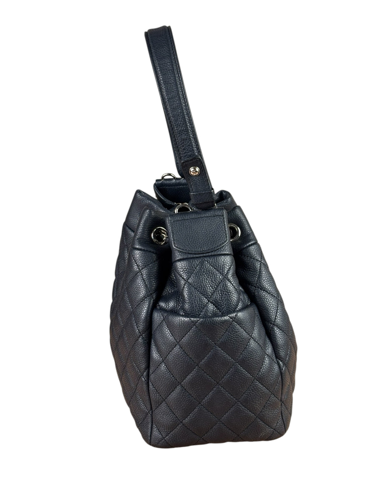 Chanel Navy Quilted Caviar Bucket Bag 2018