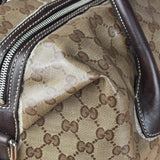 Gucci Vintage GG Coated Canvas Crystal Boston Handbag
