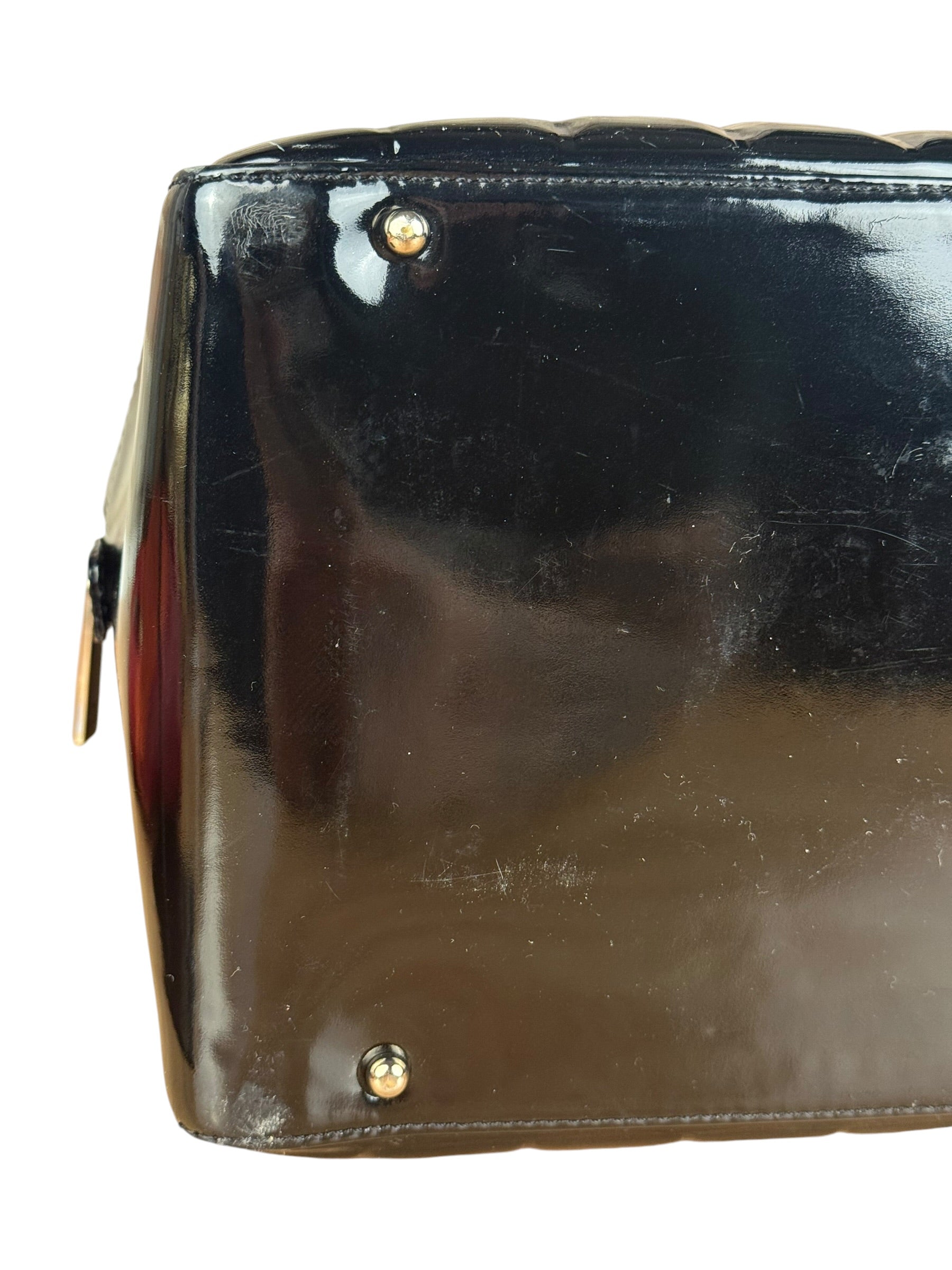 Chanel Black Patent Chocolate Bar Bowler Bag 2002