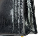 Chanel Black Lizard Leather Envelope Flap Bag 1986