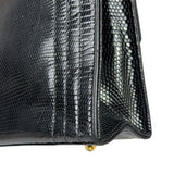 Chanel Black Lizard Leather Envelope Flap Bag 1986