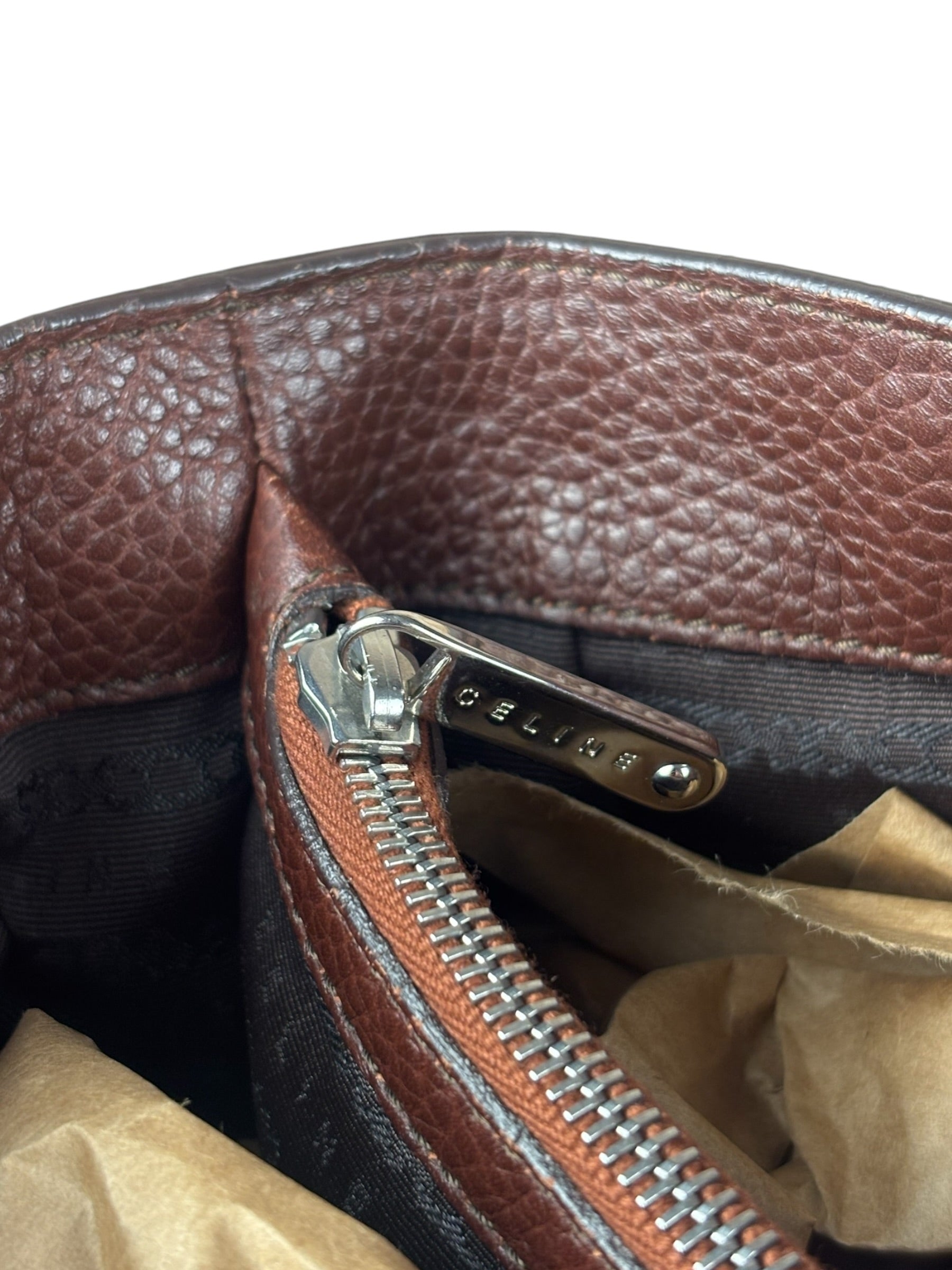 Celine Brown Pebbled Leather Boogie Handbag