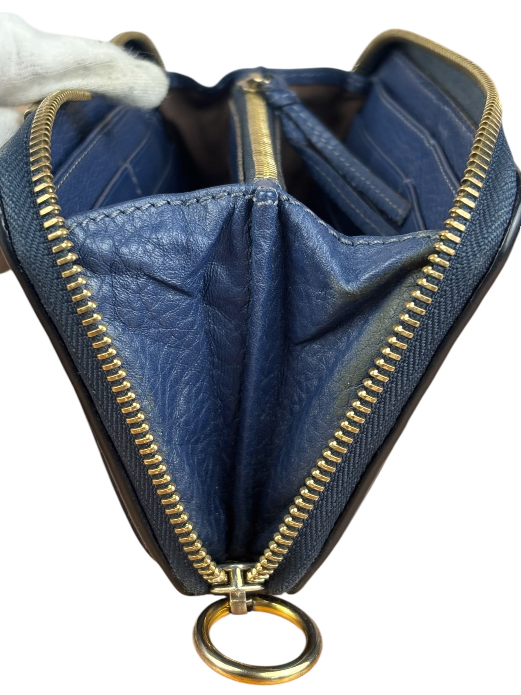 Chloé Dark Blue Leather Marcie Long Zip Wallet