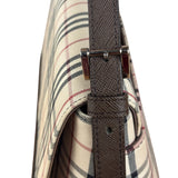 Burberry Vintage Leather Trim House Check Crossbody Flap Bag