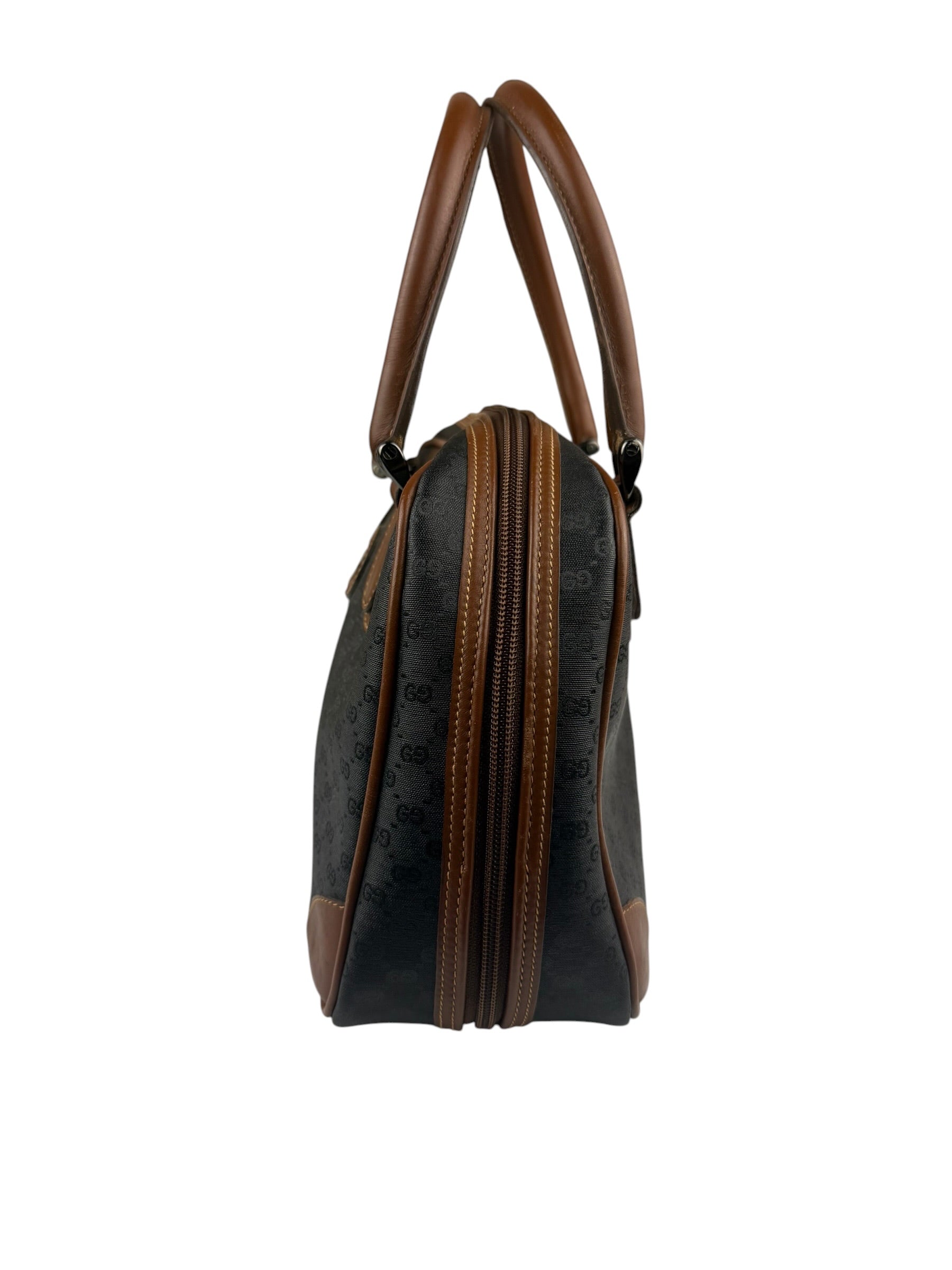 Gucci Vintage Micro GG Black/Brown Supreme Satchel Hand Bag