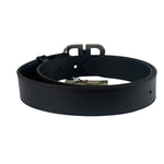 Balenciaga Black Leather BB Buckle Belt
