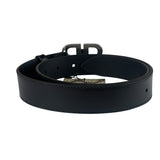 Balenciaga Black Leather BB Buckle Belt