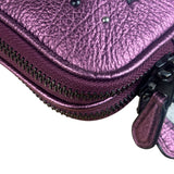 Coach Purple Metallic Studded Leather Zip Pouch