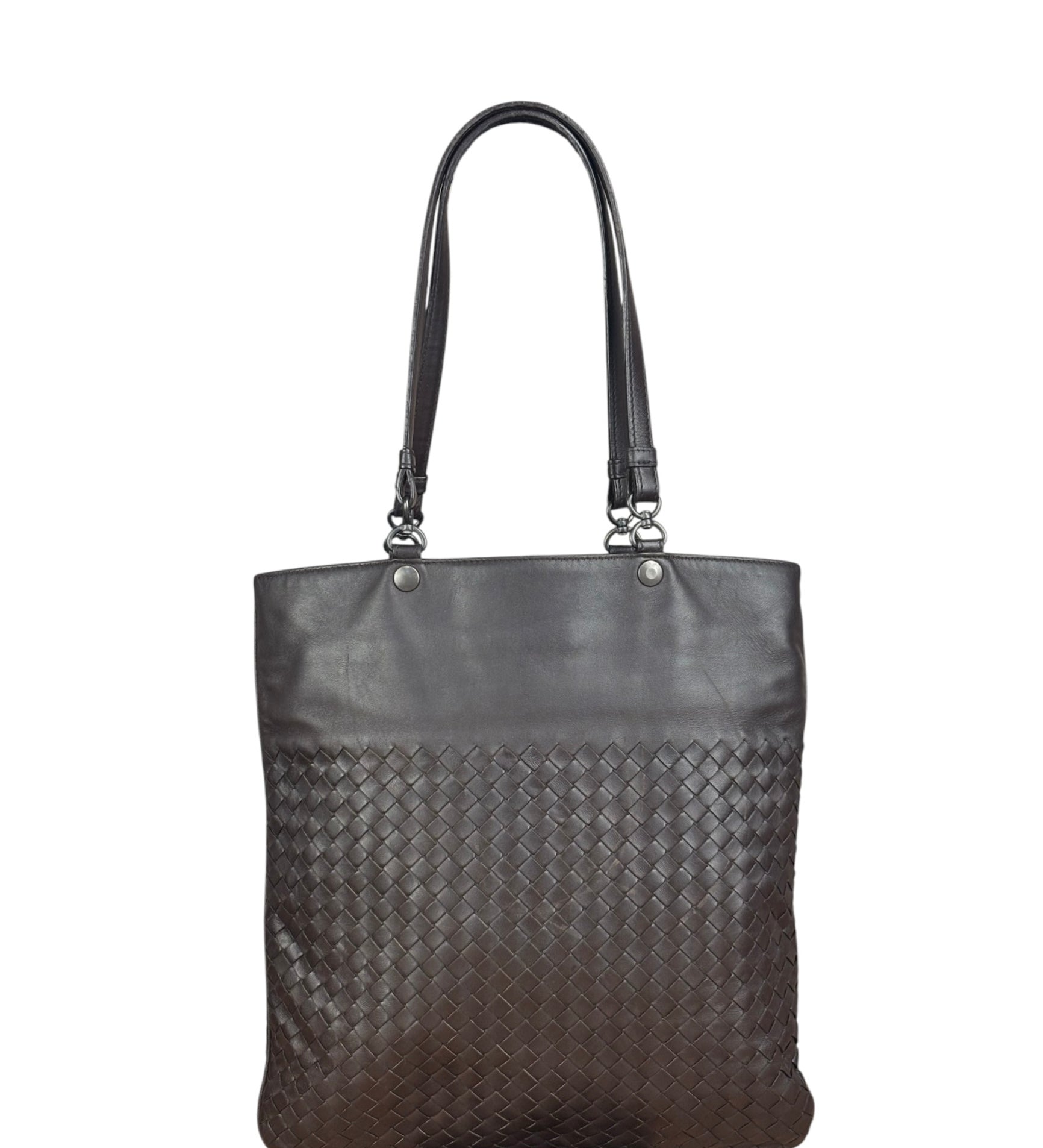 Bottega Veneta Chocolate Brown Leather Intercciato Tote Bag