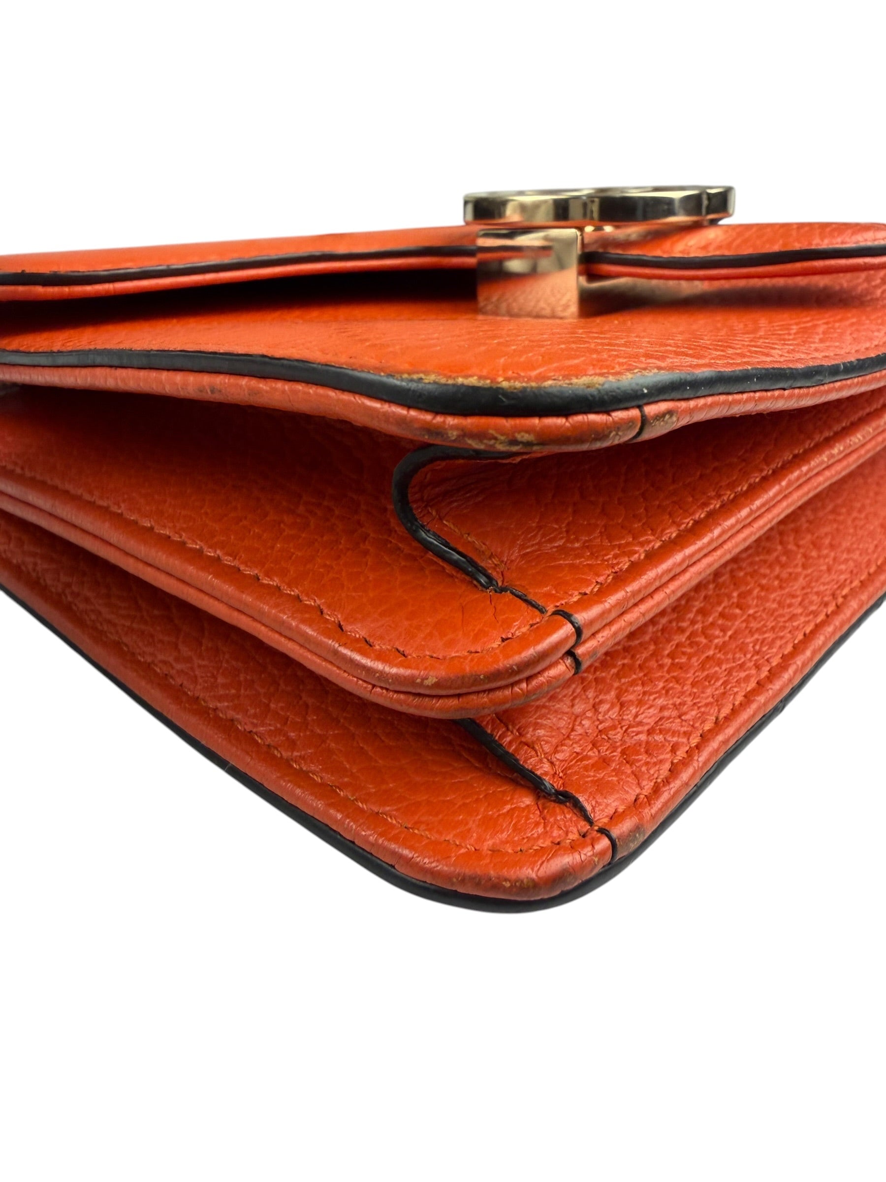 Gucci Orange Leather Small Dollar Interlocking G Shoulder Bag