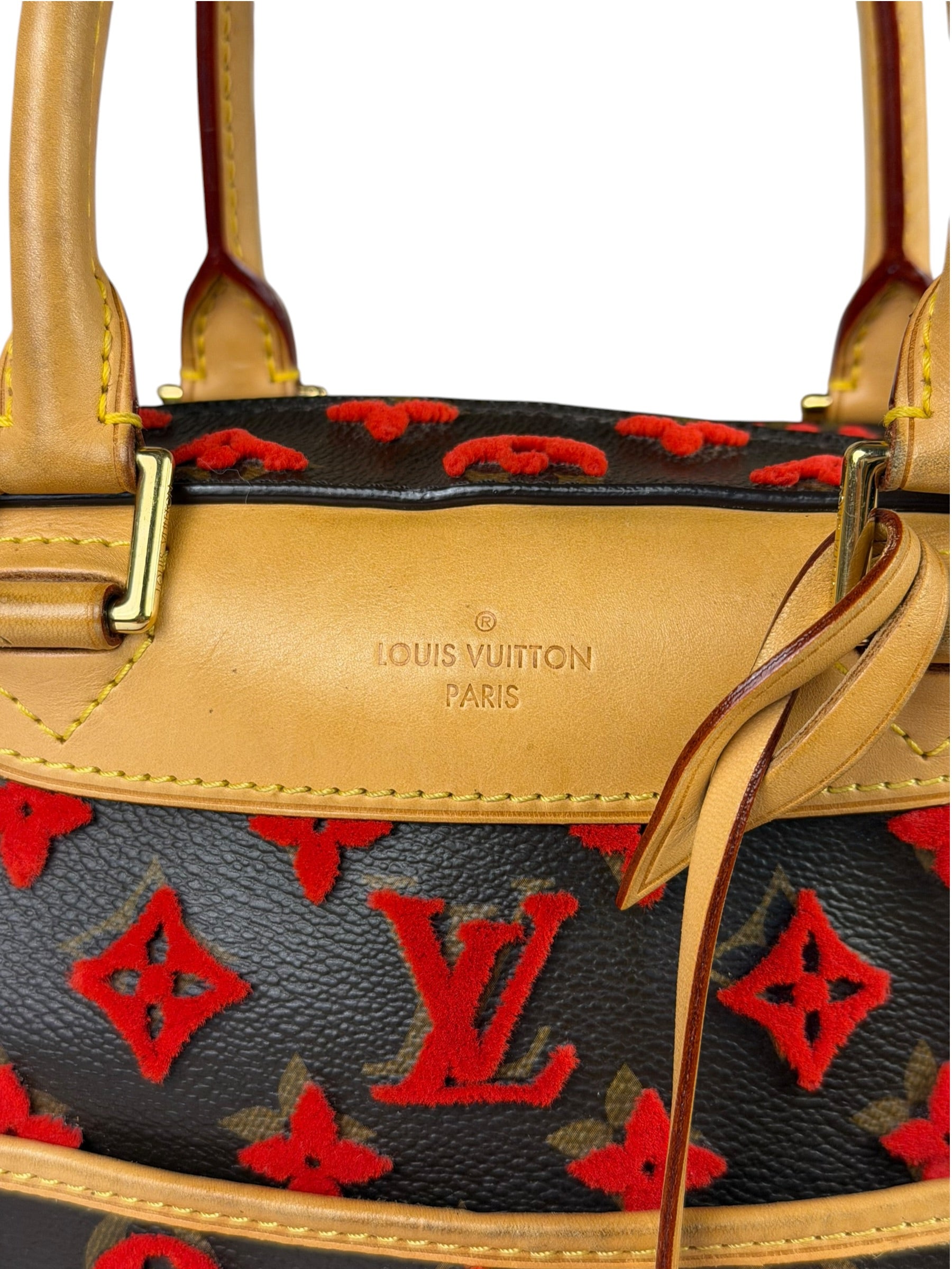 Louis Vuitton Limited Edition Deauville Cube Rosso Handbag Red