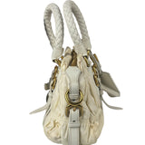Prada Y2K Ivory Gaufre Nylon Woven Leather 2Way Mini Handbag