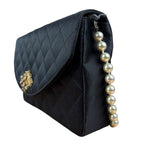 Chanel Black Quilted Satin Gripoix 1986