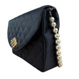 Chanel Black Quilted Satin Gripoix 1986